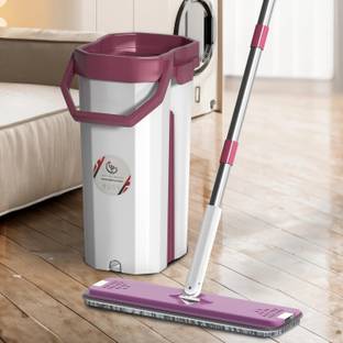 UPC Mop and Bucket with Wringer Set, Floor and Windows Type, 2 Microfiber Pads with Mop Set