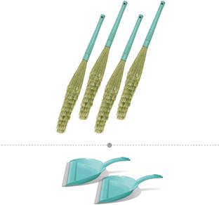 Spotzero By Milton Zero Dust Broom 4 Pc Set With 2 Dustpan Broom, Dustpan