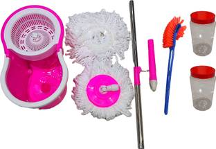 Ayush Premium Self Spin rotating head with extra Refill Toilet Brush and 2 Soap Holder Mop Set