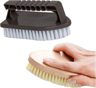 Crafts Haveli Home Cleaning Combo of Cloth Washing Brush & Wood Cloth Washing Brush Wet and Dry Duster Set