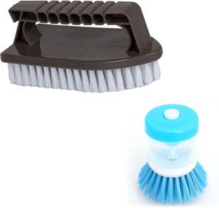 Crafts Haveli Home Cleaning Combo of Cloth Washing Brush & Soap Dispensing Brush Wet and Dry Duster