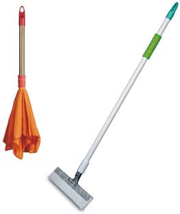 VIMAL Vimal Combo Set of Eco 300 Bathroom Floor Wiper & Golden Handle Duster Dust Mop Floor Wiper, Cleaning Wipe