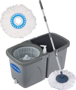 Primeway Twin Bucket Rotating Spin Mop with 2 Microfibre Refills Mop Set