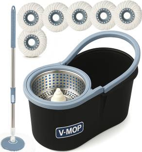 V-MOP Premium Classic Steel Bucket 360° Self Magic Cleaning Floor Mop-06 Wet & Dry Mop