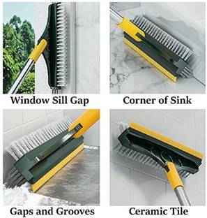 REDFOUR Gap Cleaning Scrapper Brush with wiper Fiber Wet and Dry Brush