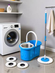 JSN Easy Magic Spin Floor Mop 360 Degree Bucket Mop with Steel Spinner 5 Refill Mop Set