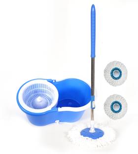 Qozent Magic Spin Mop 360° Rotating Easy Moving Spin Mop Bucket (With 2 Refill) Mop Set