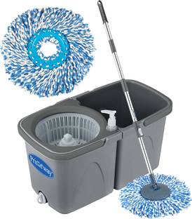 Primeway Twin Bucket Rotating Spin Mop with 2 Microfibre Refills Mop Set