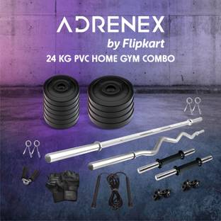 Adrenex by Flipkart 24 kg 24 Kg Combo 2 WB with Straight, Curl and Dumbbell Rods Home Gym Combo