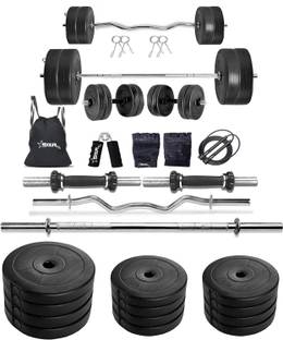 STARX 80 kg PVC Plates with 3Ft Curl Rod and 5Ft Straight Rod with Accessories Home Gym Combo