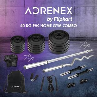 Adrenex by Flipkart 40 kg 40 kg PVC with One 4 Ft Plain Rod & One 3 Ft Curl Rod and One Pair Dm Rods Home Gym Combo