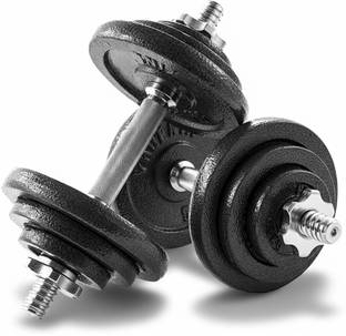 Powermax Fitness 50 kg Adjustable Steel Dumbbells Weight Set with case and Barbell Attachment Home Gym Combo
