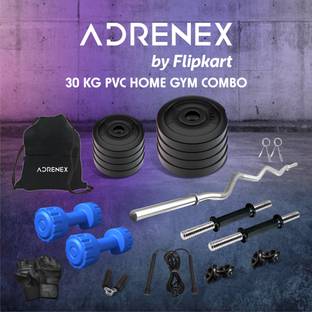 Adrenex by Flipkart 30 kg 30 kg PVC Plates COMBO 3 With PVC Dumbbells and gym Accessories Home Gym Combo