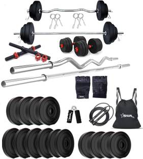 STARX 50 kg PVC WITH 3FT CURL AND 5FT STRAIGHT ROD AND ACCESSORIES Home Gym Combo