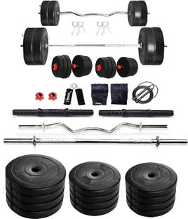 STARX 60 kg PVC weight with 3ft Curl Rod, 5ft Straight Rod and Accessories Home Gym Combo