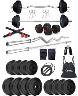 STARX 40 kg PVC GYM KIT WITH 3FT CURL, 3FT STRAIGHT ROD AND ACCESSORIES Home Gym Combo