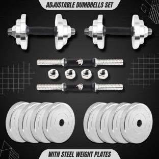 BULLAR 30 kg Adjustable Dumbbells Set With Steel Weight Plates With One Pair of Dumbbell Rod Home Gym Combo