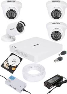 HIKVISION 4 CHANNAL HD DVR 1080P,& 3Pcs DOME CAMERA 720p 1Pcs BULLET CAMERA 720p Security Camera