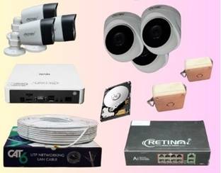Retinai 8 Channel NVR with 5MP IP 3 Dome & 3 Bullet Cameras Black & White Combo Security Camera