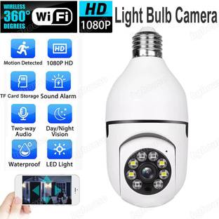 Bzrqx Wireless Security Light Bulb Camera 360°1080P E27 IR Smart Home Security Camera