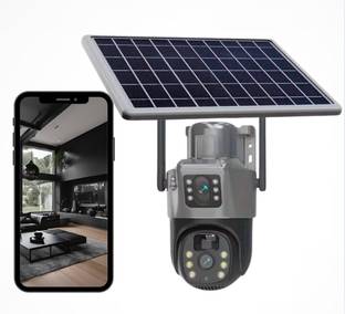 Clickwise 5MP+5MP Dual-Lens Solar CCTV Camera – Wireless Security with Night Vision Security Camera