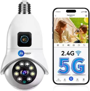 Maizic Smarthome 2 Lens/2 Screen Wi-Fi Bulb CCTV Camera Compatible with Indian Holder B22 & E27 Security Camera