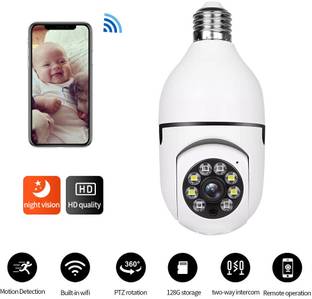OSHSIZ CCTV camera 1080p Wireless PTZ Bulb Shape V380 Pro Indoor 360° Smart Security Camera