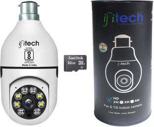IFITech 3MP HD Bulb Type PTZ Indoor HD CCTV Wireless Camera | Built In 32GB SD Card Security Camera