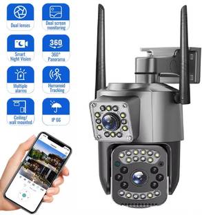 Bzrqx Dual Lens 4K Outdoor CCTV Camera with Motion Sensor and Two-Way Audio Support Security Camera