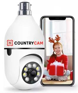COUNTRYCAM 3MP Smart WiFi CCTV Bulb Camera, 360° Rotatable, 2 Way Talk, Color Night Vision Security Camera