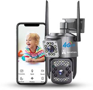 ApnaCam 5+5 MP FHD Dual Lens/Screen Bullet+PTZ 4G Sim Outdoor CCTV Camera Security Camera