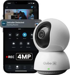 Qubo Smart 360� Ultra 2K Wi-Fi| 4MP | AI App Alerts | Alarm |Cloud+SD Storage Security Camera
