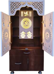 The Wooden Factory Prime Home Temple/Pooja Unit/Home Mandir/LED Light Engineered Wood Home Temple