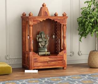 LIFE WOOD Life Wood Solid Sheesham Wooden Temple with 1 Drawer for Home and Offices Solid Wood Home Temple