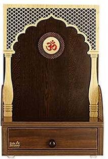 CREATA IMPEX Pillar Traditional Home Wooden temple with Modern OM Concept for Temple & Home Engineered Wood Home Temple