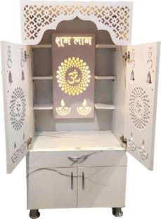 LAXDOM FURNITURE Wooden Temple For Home Pooja Mandir: Temple For Office With Decorative LED Light Engineered Wood Home Temple