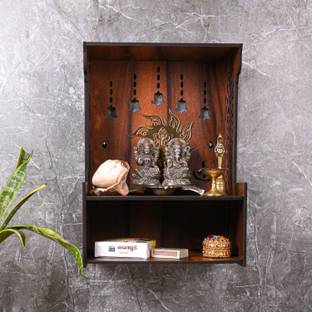 TrendyHouse Premium Wooden Ganesh Ji Carved Pattern Devghar, Set-Top Box Stand Mandir Temple Decorative Showpiece  -  35.6 cm