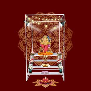 CONEX Metal Mandap Stand for Pooja (Accessories Not Included) Metal Home Temple