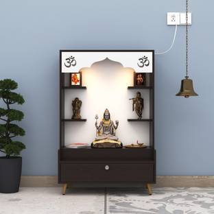 Das Divine Edge Compact MDF Pooja Mandir for Home | Temple with Drawer & Bell Design Engineered Wood Home Temple