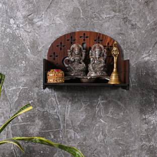 Zuper Premium Wooden Unique Carved Pattern Devghar, Set-Top Box Stand Mandir Temple Engineered Wood Home Temple