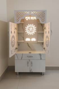shivoja Temple for Home/Pooja Mandir with Led Light Pre- Assembled Temple Solid Wood Home Temple