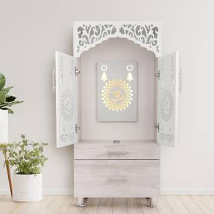 Old Wolf Furniture Wooden Temple For Home | Pooja Mandir, Puja Ghar Mandap With Light Engineered Wood Home Temple