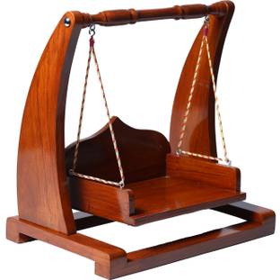 Goody Woody Wooden Laddu Gopal Jhula, Shri Krishna Jhula Kanhaji Palna, 0 to 4 No Thakurji Solid Wood Home Temple