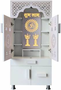 Old Wolf Furniture White Wooden Temple With LED Light (H: 4 Ft. 3 In., W: 2 Ft., D: 1 Ft. 1 In.) Engineered Wood Home Temple