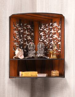 TrendyHouse Premium Wooden Unique Carved Pattern Devghar, Set-Top Box Stand Mandir Temple Decorative Showpiece  -  35.6 cm