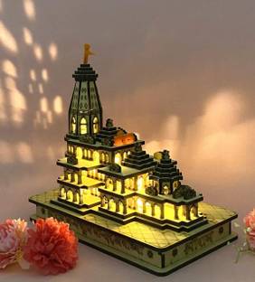 N B CREATION Ram Mandir ayodhya model Solid Wood Home Temple