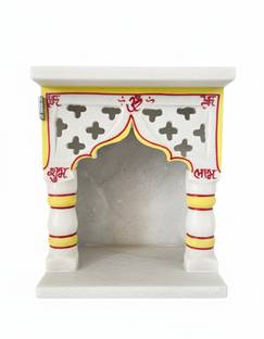 Dhakad White makarna marble temple with painting Stone Home Temple