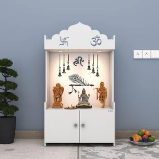 ANIKAA Velma LED Light Home Temple Shelf Puja Stand Engineered Wood Home Temple