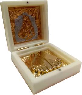 BRASS BLESSING Gold Plated BAL GOPAL KRISHNA Small Pocket Temple | an Unique Office (2097) Metal Home Temple