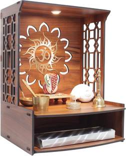 KITCHELLENCE Engineered Wooden Temple Handcrafted Design Pooja Mandir for Home & Office Engineered Wood Home Temple